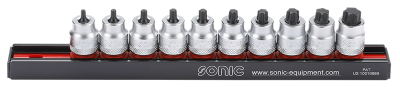 201016 10pc 3/8'' Star low socket bit set on rail, Sonic Equipment