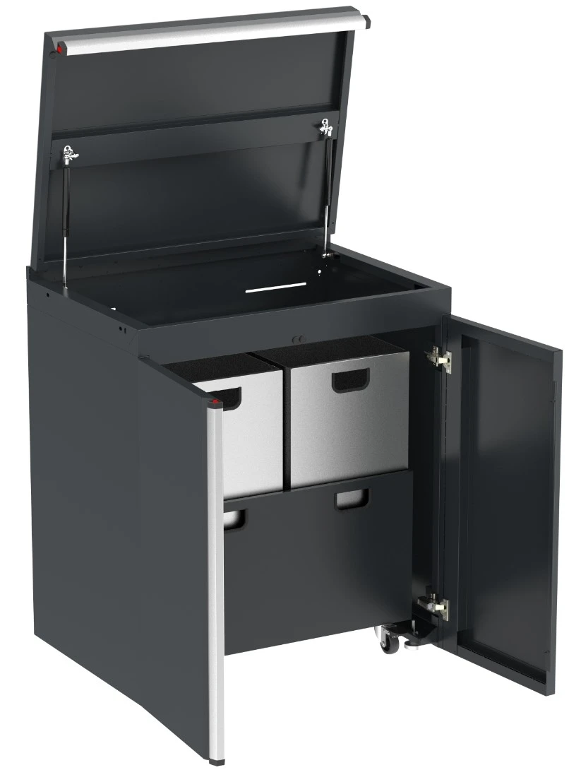 5089016 MSS+ 890mm wastebin cabinet with cart, Sonic Equipment