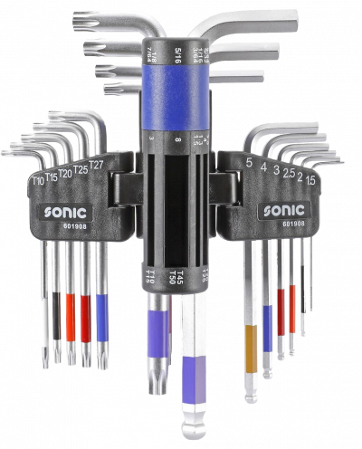 601908 19pcs Twin type long ball point hex key & tamper star key se, Sonic Equipment