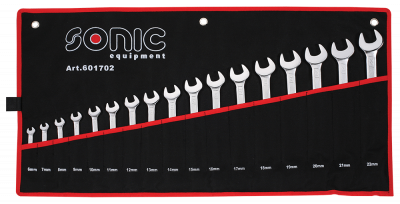 601702 Combination wrench set in pouch, 17-pcs, Sonic Equipment
