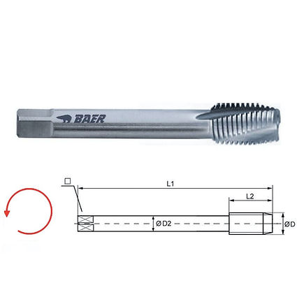 Maschio a MACCHINA CORTO Forma C, a spir. 15°, Sinistro, TR