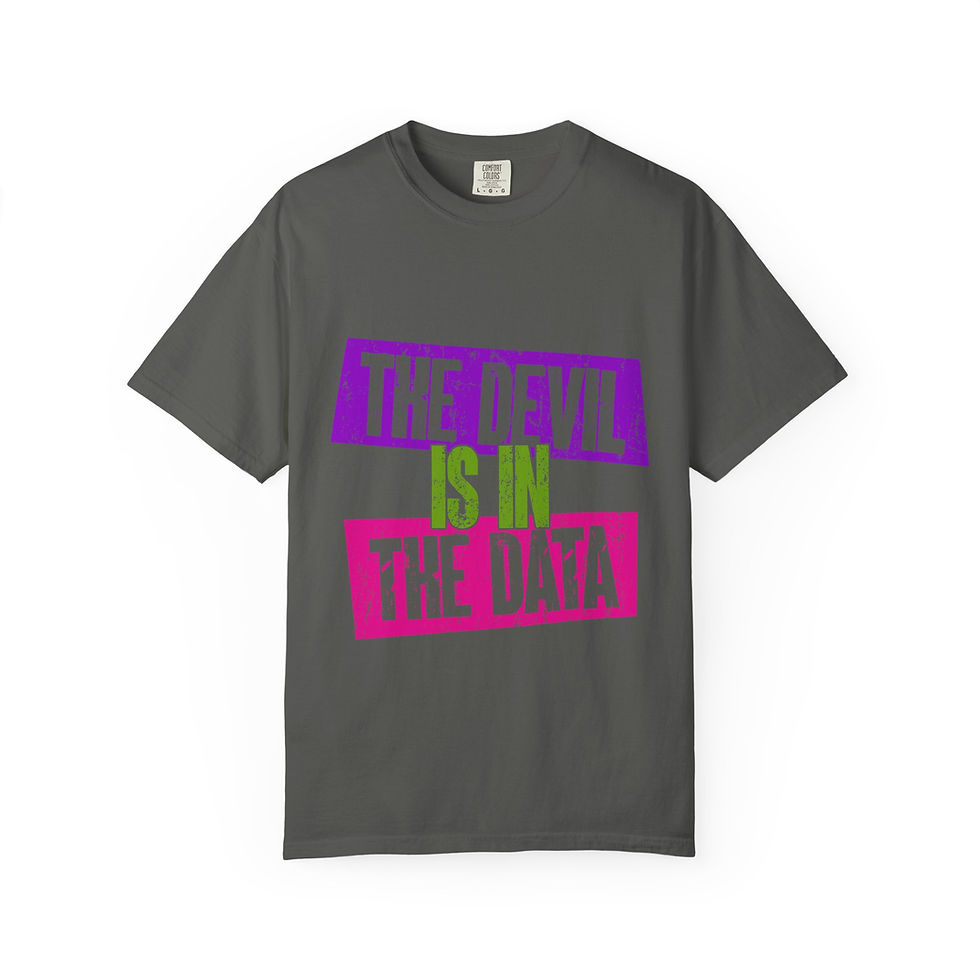 Thumbnail: Devil in the Data Unisex Garment-Dyed T-Shirt - Fun Tech Tee for Data Lovers