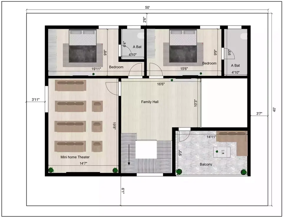 50 40 duplex house plans with car parking east facing, ensuring an optimal design 1st floor plan