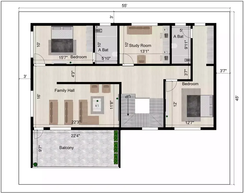 55 45 house plan north facing with vastu plot facing the north direction 1st floor plan