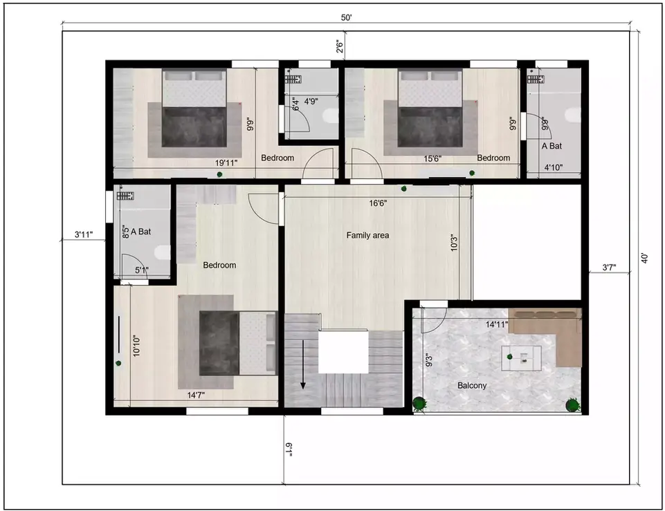50 40 duplex house plans with car parking east facing, ensuring an optimal design 2nd floor plan