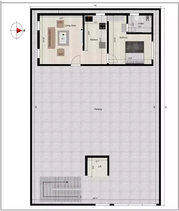 40 x 60 house plans east facing with vastu along with Lift ground floor plan