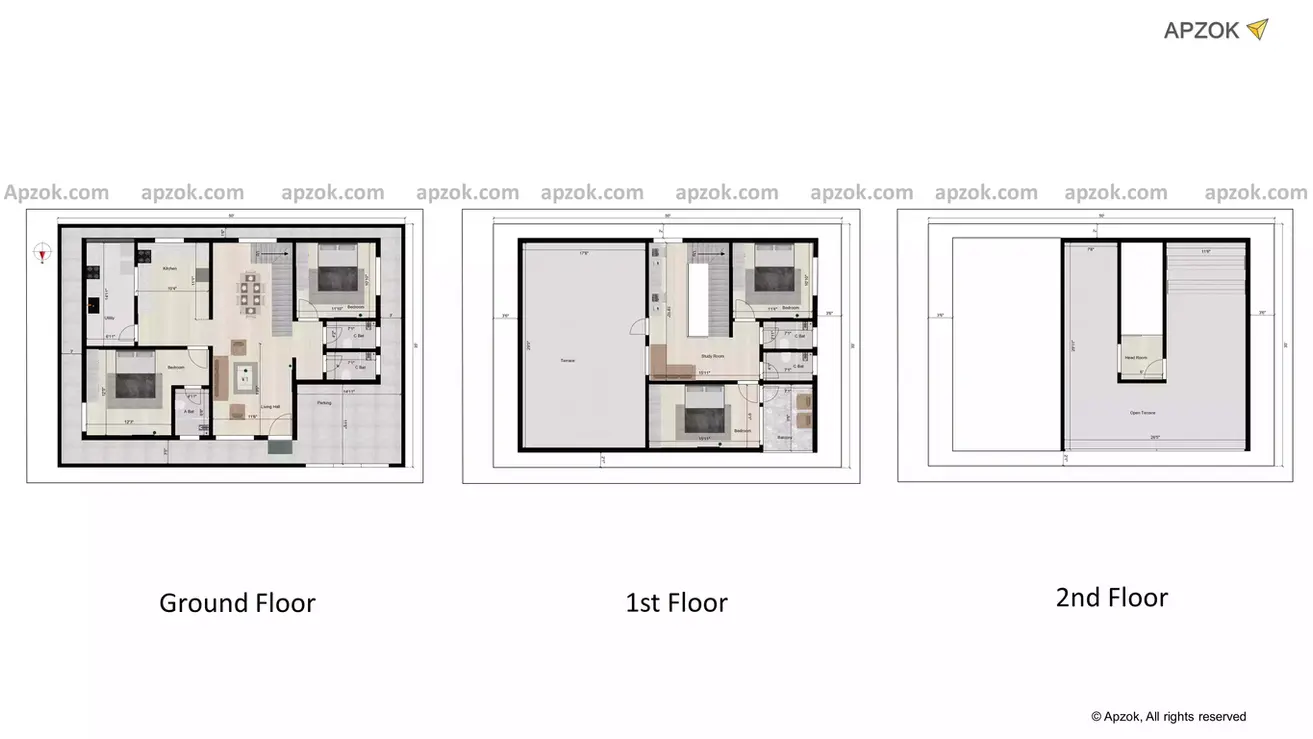 Stunning duplex, measuring 50 * 35 house plan 4 bedroom north facing, is thoughtfully designed with G+2 floors