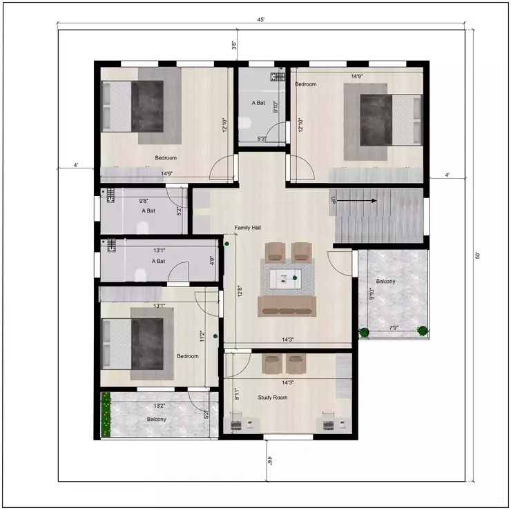 45 * 50 duplex house plans east facing of the Residential building facing in East direction 1st floor plan