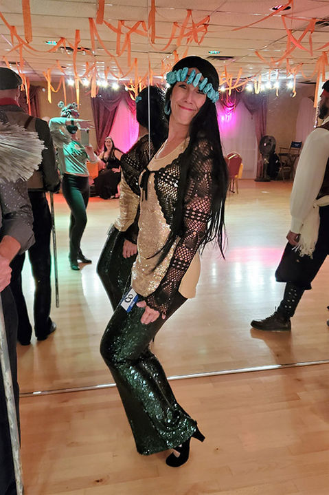 Contestant in a creative costume contest at Bravo Dance Studio.