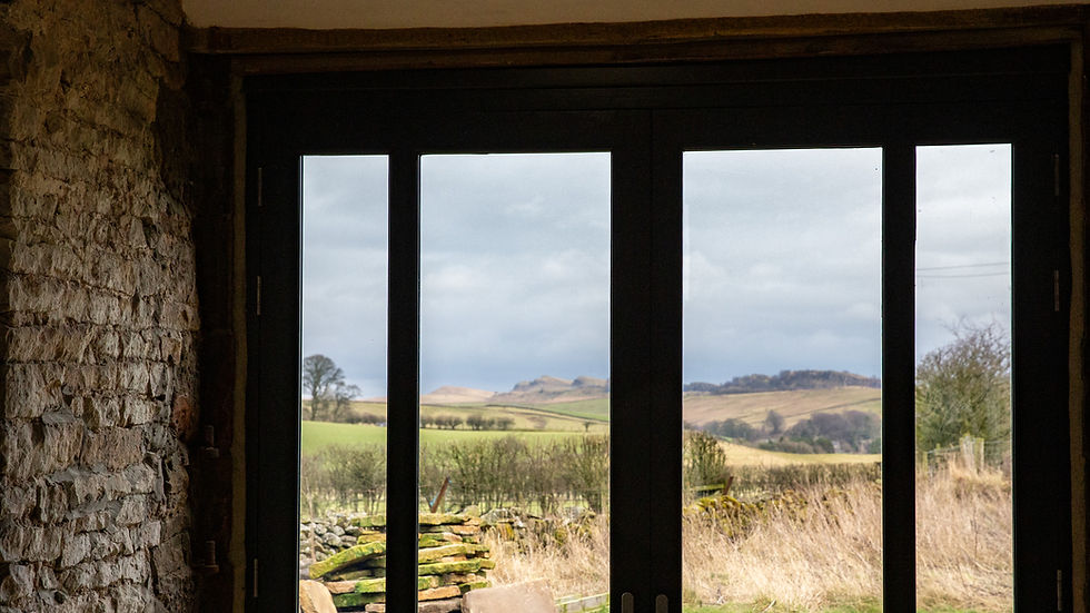 Doors & view of Walltown Crags
