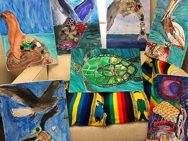 Elementary student’s art educate the public about plastic pollution and express appreciation