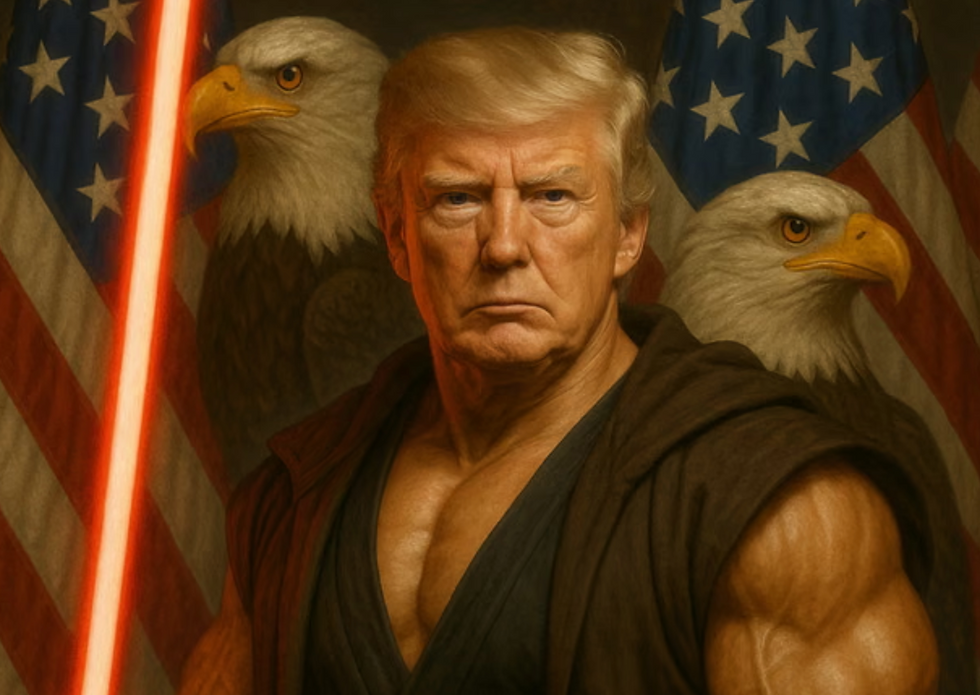 An AI-generated image of President Donald Trump as a Star Wars Jedi. (PHOTO CREDIT: THE GUARDIAN.)