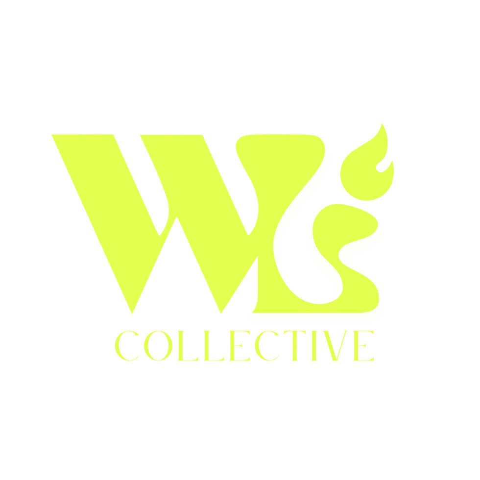 WLC logo, yellow. W L with Fire, word collective