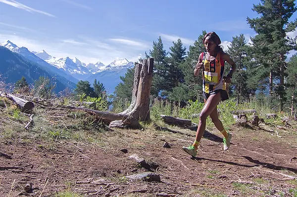 Course de montagne Sierre Zinal 2017 peu avant le poste de ravitaillement de Ponchette.