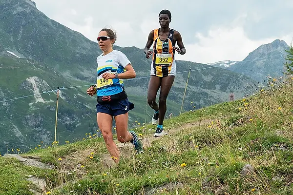 Course de montagne Sierre Zinal 2021 peu avant le poste de ravitaillement de Barneuza.