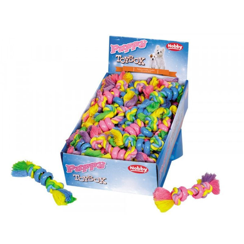 Играчка памучно въже с гумени кръгове PUPPY NOBBY 16 см / 30 гр (67173)
