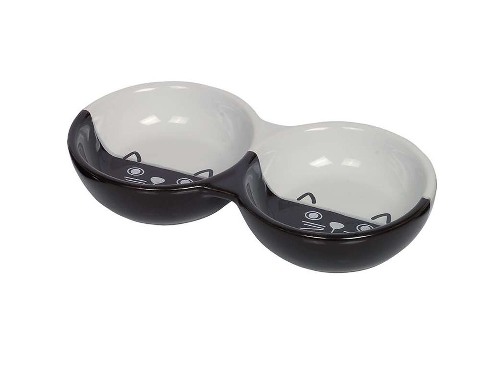 Cat ceramic double bowl "FACE" - двойна керамична купа за котета Nobby