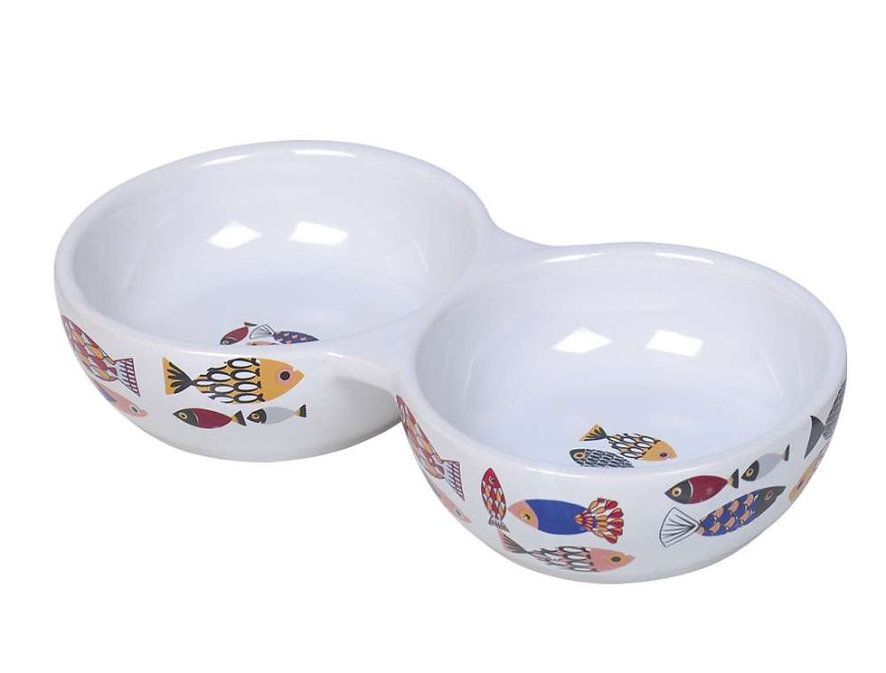 Double bowl "Fish" - двойна керамична купа за котета Nobby