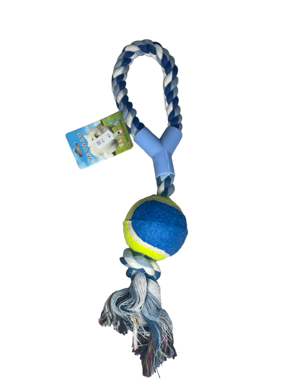 Миниатюра: Nunbell - Играчка за куче с топка и въже 1бр