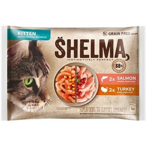 Shelma Kitten Pouch 2х Salmon and 2x Turkey - 4х85 гр