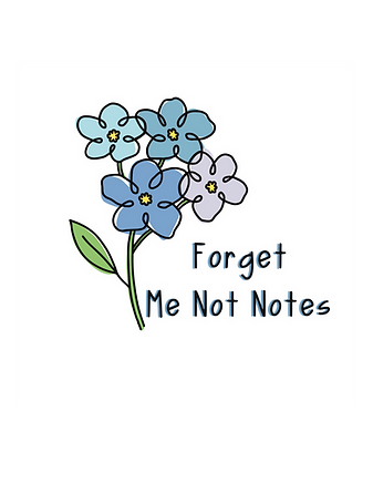 drawn forget me not notes logo with text on the right