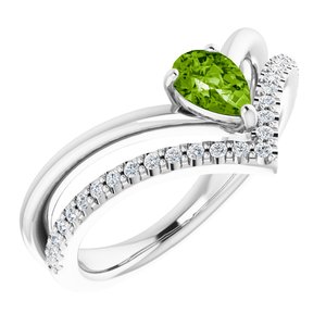 Platinum Natural Peridot & 1/6 CTW Natural Diamond Ring