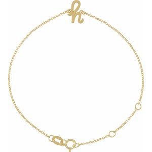 14K Yellow Initial H 6 1/2-7 1/2 Bracelet"