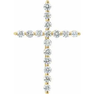 14K Yellow 1/2 CTW Natural Diamond Cross Pendant