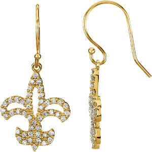 14K Yellow 1/3 CTW Natural Diamond Fleur-de-lis Earrings