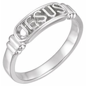 14K White In The Name of Jesus® Chastity Ring Size 10