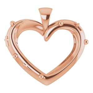 14K Rose 18.55x17.15 mm Rosary Heart Pendant