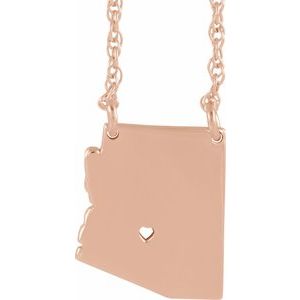 14K Rose Gold-Plated Sterling Silver Arizona State with Heart-Pierced City 16 Necklace"