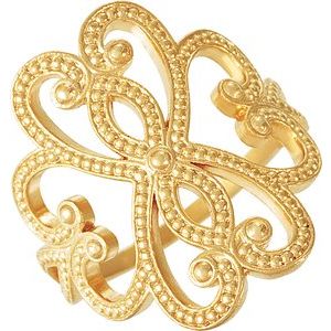 14K White Granulated Ring