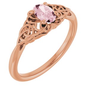 14K Rose Natural Pink Morganite Celtic-Inspired Ring
