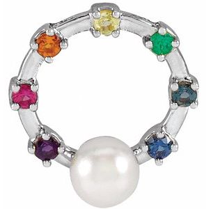 Platinum Akoya Cultured Pearl Hold You Forever® Rainbow Baby Necklace Center