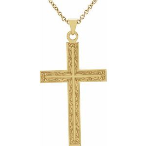 14K Yellow 22x14 mm Cross 18 Necklace"