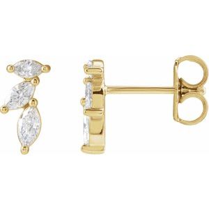 14K Yellow 1/6 CTW Natural Diamond Nature-Inspired Right Earring
