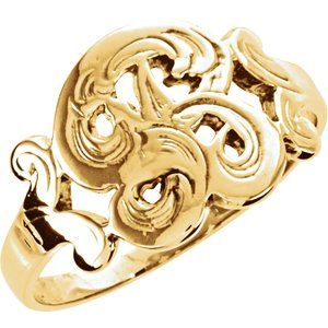 14K Yellow Script Initial B Ring