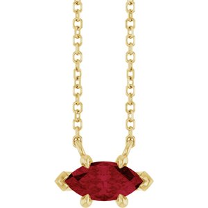 14K Yellow 8x4 mm Natural Ruby 18 Necklace"