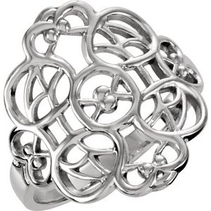 14K White Filigree Ring