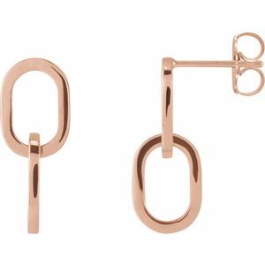 14K Rose Interlocking Oval Earrings