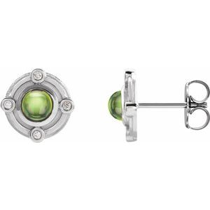 Platinum Natural Peridot & .03 CTW Natural Diamond Earrings