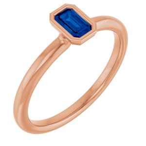 14K Rose Natural Blue Sapphire Stackable Ring