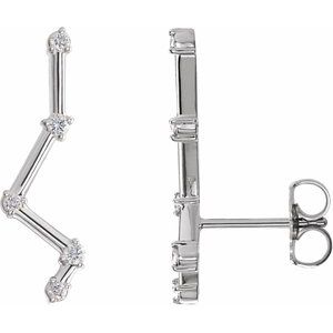 14K White 1/10 CTW Natural Diamond Constellation Ear Climbers