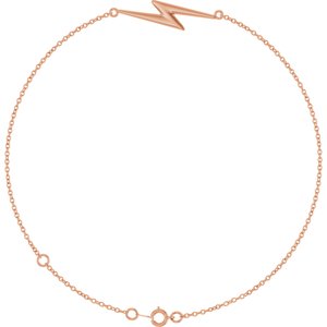 14K Rose Lightning Bolt Link 6 1/2-7 1/2 Bracelet"