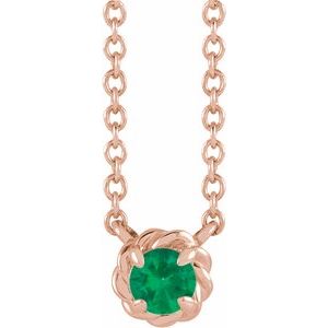 14K Rose 5 mm Lab-Grown Emerald Claw-Prong Rope 18 Necklace"