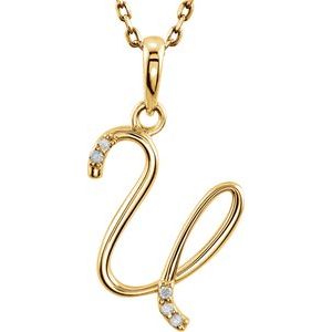 14K Yellow .025 CTW Natural Diamond Initial U 18 Necklace"