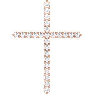 14K Rose 1 CTW Lab-Grown Diamond Cross Pendant