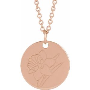 14K Rose Daffodil March Birth Flower 16-18 Necklace"
