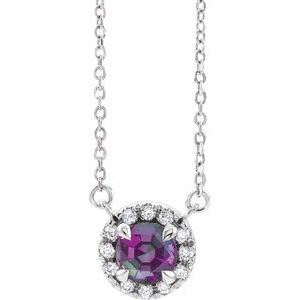 Platinum 3 mm Lab-Grown Alexandrite & .03 CTW Natural Diamond 18 Necklace"